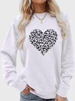 Wholesale Leopard Heart Print Long Sleeve Sweatshirt