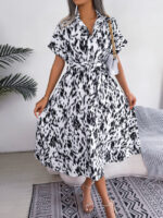 Wholesale Leopard Print Lapel Tie Dress