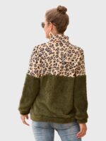 Wholesale Leopard Print Panel Plush Sweatshirt