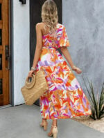 Wholesale Printed Off Shoulder Elegant Dress