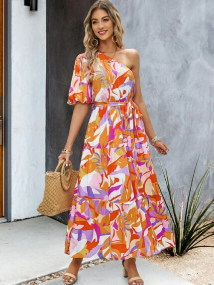 Wholesale Printed Off Shoulder Elegant Dress