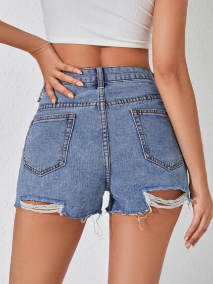 Wholesale Ripped High Waist Casual Denim Shorts