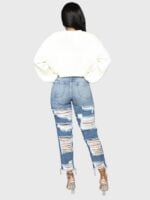 Wholesale Ripped Straight-leg Denim Jeans