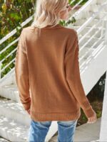 Wholesale Round Neck Cutout Solid Color Sweater