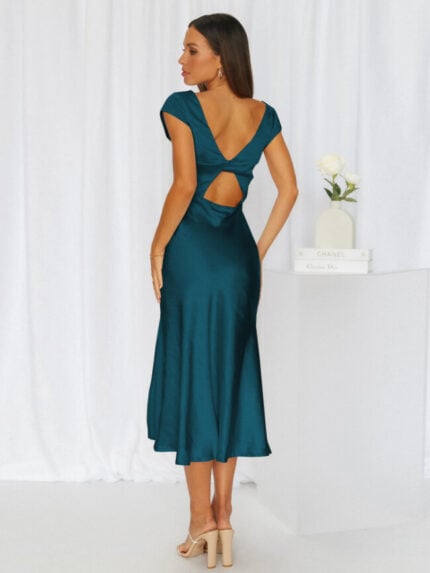 Wholesale Sexy Backless Elegant Satin Dress