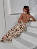 Wholesale Sexy Printed Backless Slim Dress