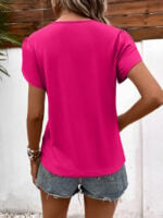 Wholesale Solid Color Hollow V-neck Short Sleeved T-shirt