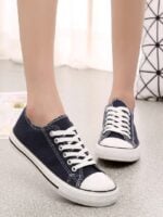 Wholesale Solid Color Lace Up Canvas Shoes