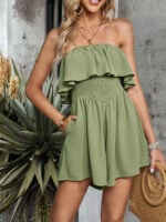 Wholesale Solid Color Ruffle Bandeau Jumpsuit