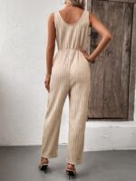 Wholesale Solid Color Suspenders Casual Jumpsuit