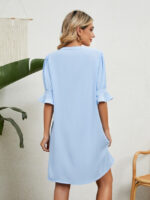 Wholesale Solid Color V Neck Loose Half Sleeve Dress