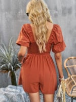 Wholesale Square Neck Pleated Jumpsuit