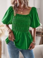 Wholesale Square Neck Puff Sleeve Top