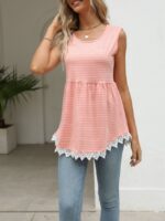 Wholesale Striped Lace Panel Casual Vest