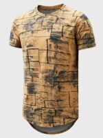 Wholesale Trendy Printed Curved Hem Men's T-shirt