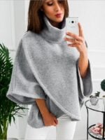 Wholesale Turtleneck Irregular Cape Top