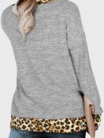 Wholesale V Neck Leopard Color Block Long Sleeve Top