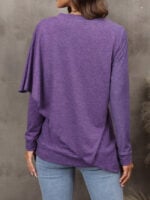 Wholesale V Neck Long Sleeve Irregular T-Shirt