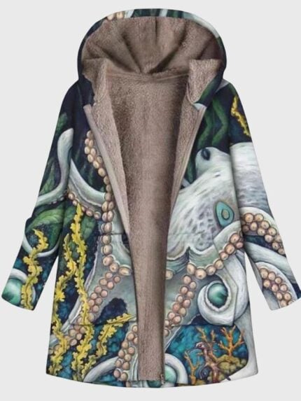 Wholesale Vintage Print Fleece Loose Jacket