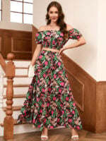 Wholesale Bohemian Floral Two-Piece Set