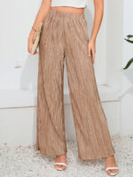 Wholesale Casual High Waist Pleated Wide Leg Pants