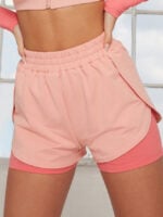 Wholesale Color Block Double Layer Yoga Shorts