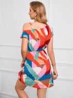 Wholesale Color Block Panel Off-Shoulder Dress