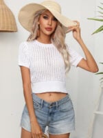 Wholesale Cutout Short Sleeve Knit Top