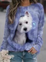 Wholesale Dog Bubble Print Long Sleeve Sweatshirt