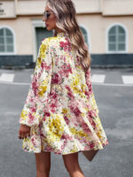 Wholesale Elegant Floral Puff Sleeve Dress