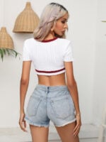 Wholesale Fashion Short Sleeve Cropped Knit Top