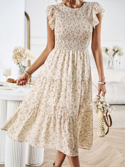 Wholesale Floral High Waisted Summer Dress