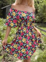 Wholesale Floral Off Shoulder Summer Dress