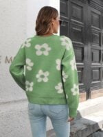 Wholesale Floral Pattern Crew Neck Sweater