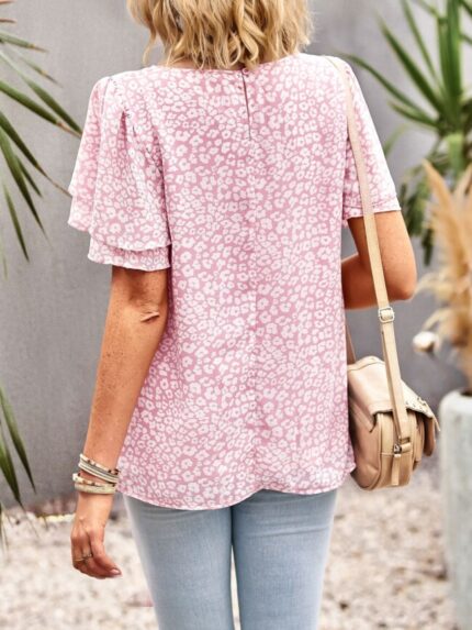 Wholesale Floral V-neck Ruffle Blouse