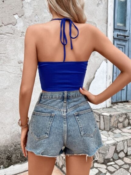 Wholesale Halter Neck Strap Chain Stitching Sexy Vest