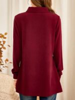 Wholesale Lapel Button Long Sleeve Top