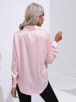 Wholesale Leopard Print Satin Long Sleeve Shirt