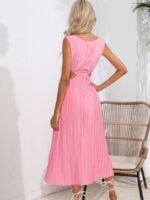 Wholesale Open Waist Sleeveless Pleated Dress