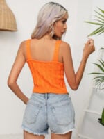 Wholesale Orange Sexy Cropped Knit Tank Top