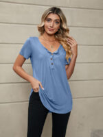 Wholesale Pleated Round Neck Short Sleeve T-shirt