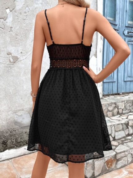 Wholesale Polka Dot Mesh Lace Panel Dress