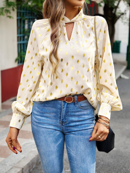 Wholesale Polka Dot Puff Sleeve Blouse