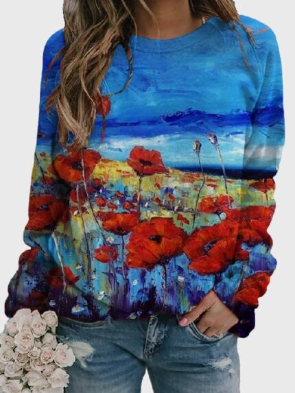 Wholesale Printed Crew Neck Long-sleeve Sweatshirt