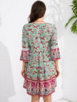 Wholesale Retro Bohemian Print Mini Dress