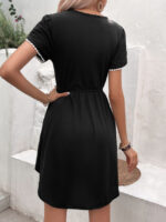 Wholesale Round Neck High Waist Short Sleeve Dress