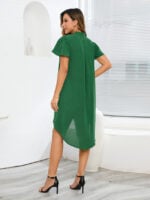 Wholesale Ruffle V Neck Button Shirt Dress