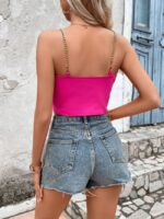 Wholesale Sexy Lace Up Chain Cropped Tank Top