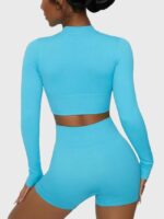 Wholesale Solid Color Zipper Long Sleeve Yoga Top