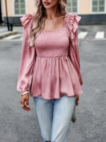 Wholesale Square Neck Puff Sleeve Blouse